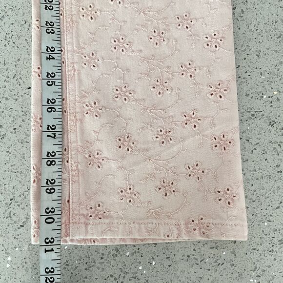 Guess Floridada Peach Jeans Pink Eyelet 1981 Straight Leg  28 - Picture 7 of 11
